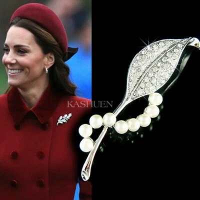 PEARL LEAF 施华洛世奇水晶新娘婚礼花束胸针胸针首饰 — 第 1/2 张图片