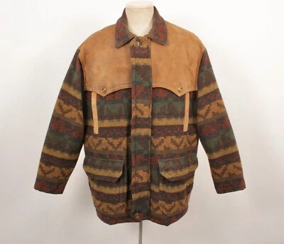 Men's VTG 90s Brown Woolrich Suede & Wool  Blanket Coat / Jacket Sz L 1990s - Image 1 of 4