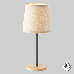 LED Tischleuchte Holz Schwarz Nachttischlampe Tischlampe Nachtischlampe B-KARTON - Bild 1 von 3