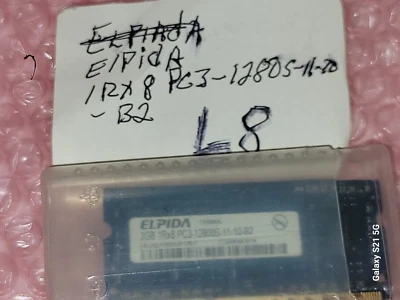 ELPIDAA 1Rx8 PC3-12800S-11-10-B2 DDR3  Laptop RAM - Image 1 of 4