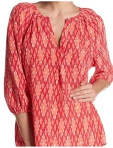 Joie silk Addie B ikat print top orange sz Medium 3/4 sleeve NWT - Picture 1 of 5