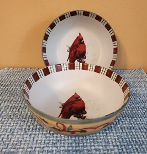 Lenox Winter Greetings Red Cardinal Cereal Bowls~new - Picture 1 of 4