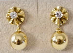 Orecchini vintage in oro 18 kt con rosetta e pendente β Anni β60/β70 πβ€οΈ - Foto 1 di 10