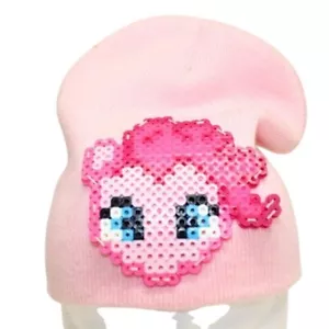 Handgefertigte handgefertigte Perlen My Little Pony weich rosa Strick Beanie Erwachsene - Bild 1 von 5