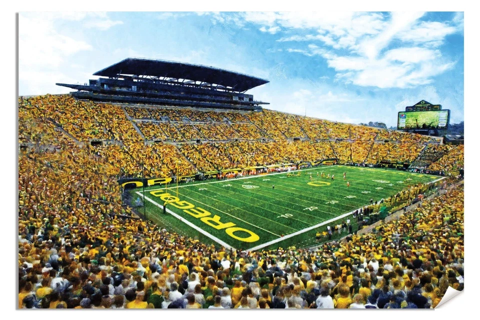 Oregon Football Autzen Stadium NCAA College Football Oregon Ducks 2MC1 Art - Image 1 of 4