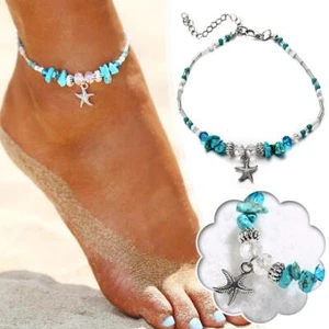 Boho Crystal Ankle Bracelet Women Gold Silver Anklet Adjustable Chain Foot Beach - Picture 1 of 16
