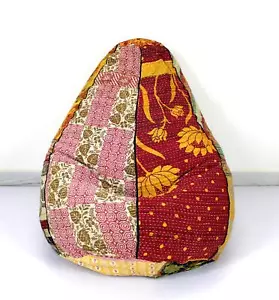Handmade Vintage Cotton Floral Bohemian Hippie Bean Bag Gypsy Ottoman Pouf - Picture 1 of 4