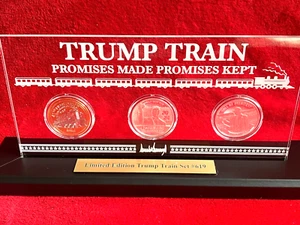 TRUMP MAGA TRAIN 45. 47. PRÄSIDENT 1 OZ SILBER + ZUG KUPFER GOLDFARBENE MÜNZE - Bild 1 von 7