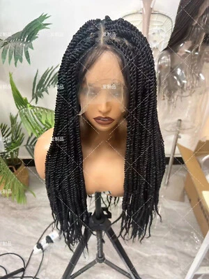 Perucas trançadas longas de renda completa sem nós peruca trançada torção para mulheres com cabelo de bebê  - Imagem 1 de 4