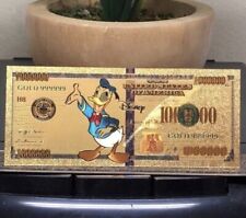 24k Gold Foil Plated Donald Duck Banknote Disney Collectible