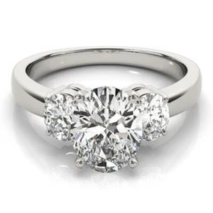 3.00 Ct Oval Cut Lab Created Engagement Ring 14K Solid White Gold Size 6 - Picture 1 of 5