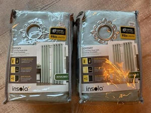 Insola Odyssey Window Panel Curtain Spa Blue Interlined Grommet 54 X 95 - Picture 1 of 7