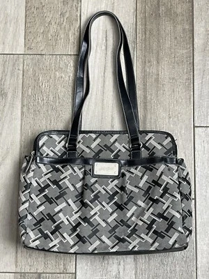 Jaclyn Smith Large Shoulder Tote Bag Black Gray Silver 3 Compartments Zip Magnet - Image 1 of 4