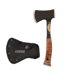 Estwing Sportsmans 5.13" Stainless Axe Head American Stacked Leather Handle - Picture 1 of 8