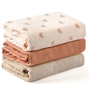 Konssy Confezione da 3 Coperte Fasciate in Mussola Unisex, 47"L x 47"W, Arcobaleno - Foto 1 di 7