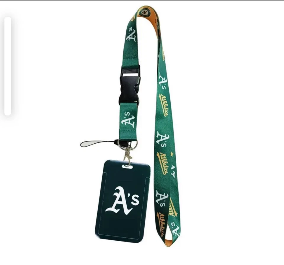 Oakland Athletics MLB Lanyard Keychain AND ID Tag Badge Holder Fan Gift - Image 1 of 1