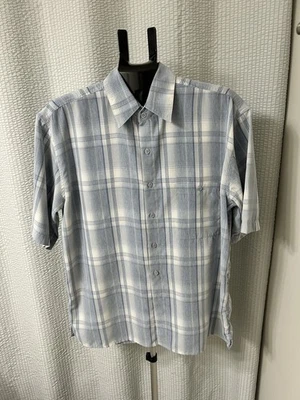 Bruno Sueded Microfiber Mens Button-Down Shirt Sz Large Plaid Shades Of Blue - Image 1 of 2