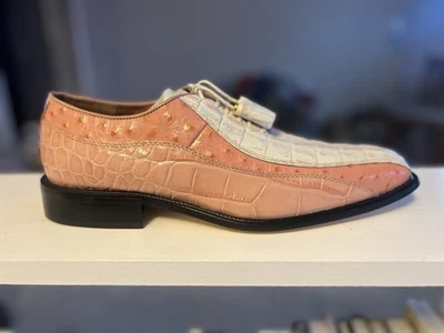 Sapato social masculino Marco Vicci tamanho 11 couro de jacaré e avestruz - Imagem 1 de 4