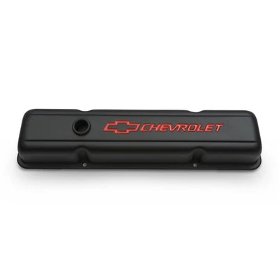 Proform for Engine Valve Covers Stamped Steel Short Black w/ Bowtie Logo Fits SB - Image 1 of 4