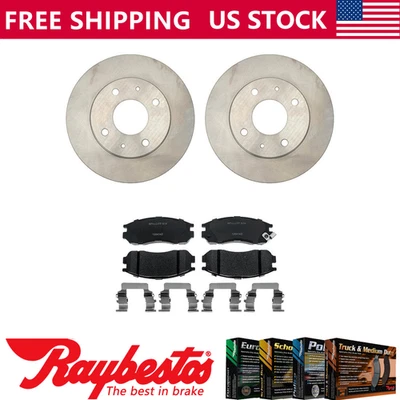 Kit de rotores de freno delanteros + pastillas de cerámica y herrajes para Mitsubishi Galant 1990-1997 Foto 1 de 4