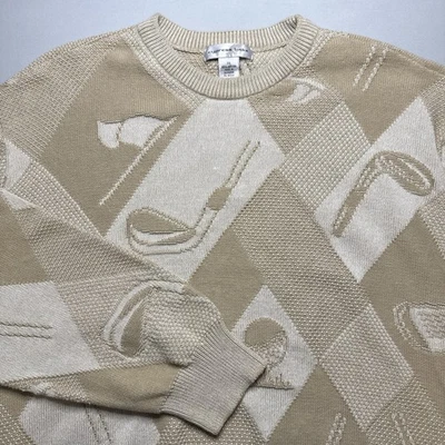Suéter tejido de algodón con eslabones de ciprés vintage para hombre golf retazos abuelo 3XL Foto 1 de 4