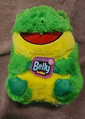 Belly Buddies Frog Plush Smiling Happy Sitting Bright Green Chubby Toad 8" - Image 1 of 4