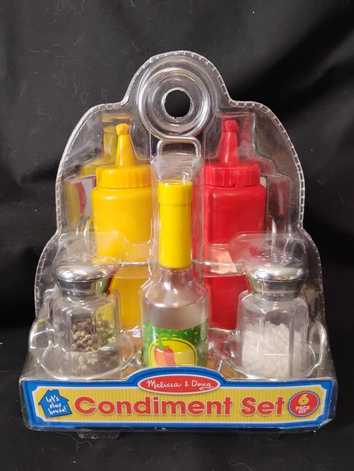 Melissa & Doug Condiments Set 6pcs Play Food SS Caddy