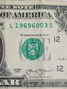 🎉2013 $1 L SAN FRANCISCO BEP L-S BLOCK BIRTHDAY NOTE MARCH 6 1969 (L19696003S) - Picture 1 of 8