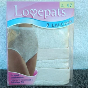 Lovepats Vintage Women's Lace Briefs 3 Pack Sz 4-7 New Old Stock Never Opened - Picture 1 of 6