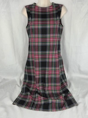 Pendleton VTG 100% Virgin Wool Green Red Plaid Jumper Dress Womens Sz 4 USA - Image 1 of 4