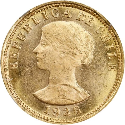 Чили: золото 50 песо 1926-So NGC MS-63, Сантьяго монетный двор. Потрясающий новый государство PQ! - Изображение 1 из 4