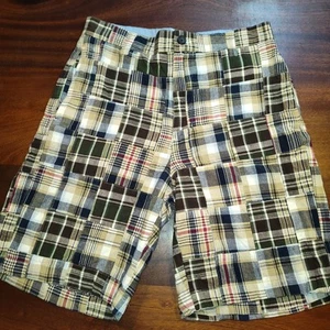 CHAPS Madras Plaid Flat Front Shorts Mens Size 30 Patchwork Preppy Vintage Style - Picture 1 of 10