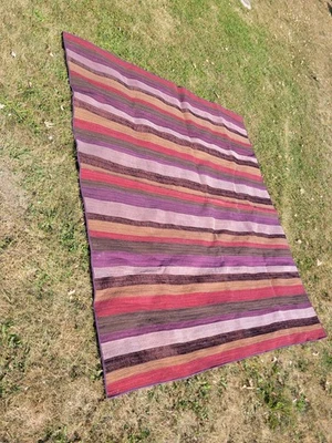 Vintage antique hand made quilt blanket queen size brown - Image 1 of 4