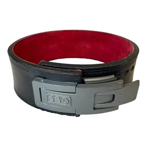 SBD Powerlifting Lever Waist Belt 13mm Black Red Lining 4 Pin Hoop Loop Size M - Picture 1 of 17