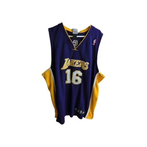 Adidas Men's Purple Lakers Jersey Number 16 Pau Gasol NBA Size 56 2XL - Picture 1 of 6