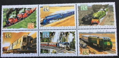 Australia - 1993 Popular Trains - Block of 6 - 45¢ x 6 Mint Never Hinged - Image 1 of 3