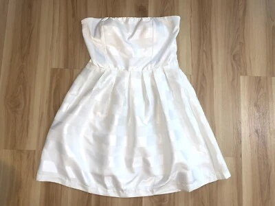 GRACIA White Striped Strapless Short Dress Size M Padded Sweetheart Fit & Flare - Image 1 of 4