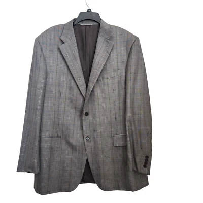Abrigo Blazer Deportivo CANALI Lana Seda Glen Cuadros Para Hombre’s 40 Hecho en Italia Marrón DEFECTUOSO Foto 1 de 4