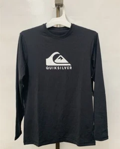 Quiksilver Youth Boys Solid Streak Long Sleeve Rashguard in Black Choose Size - Picture 1 of 6