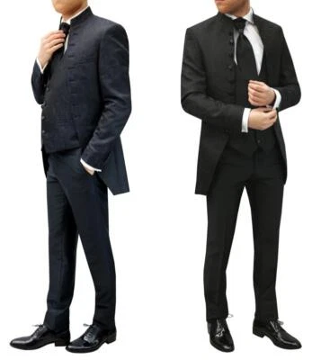 Cutaway Hochzeit Anzug 5-teilig Jacquard Mao - Bild 1 von 4