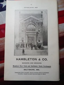 1904 Print Ad ~ HAMBLETON & COMPANY Bankers Brokers Building Picture Baltimore - Picture 1 of 5