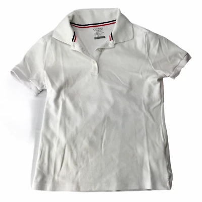 French Toast White Polo Shirt Short Sleeve Button Collar Youth Kid's 10-12 L - Image 1 of 4