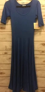 Lularoe Womens Size XS Nicole Dress A-Line Flare Navy Blue Smooth Cotton Blend - Picture 1 of 4