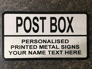 Personalised POST BOX Metal Sign Custom Printed Number Address Wall Door Text - Picture 1 of 9