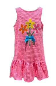 Youngland Girls Pink Daisy Gem Floral Poka Dots Sundress Size 6X - Picture 1 of 4