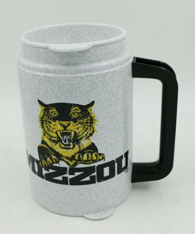 Vintage 1980 Mizzou Missouri University Insulated Mug Cup Old Tiger Logo Cover