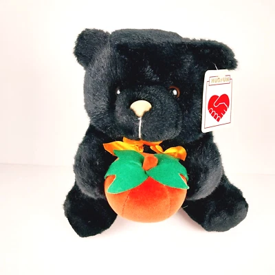 Hugfun Black Teddy Bear Holding Pumpkin Plush Stuffed Animal Toy 10" Tall NWT - Image 1 of 4