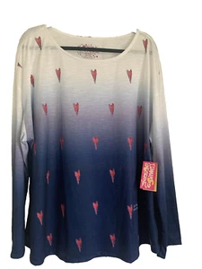 Top Leoma Lovegrove blu bianco cuori ombreggiati taglia XXXL nuovo con etichette - Foto 1 di 11