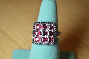 3.94ct Rhodolite Garnet / Spinel Cocktail Ring Platinum over Fine Silver Sz 8 - Picture 1 of 9