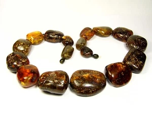 Baltic Amber Necklace 23.2" 157gr. Brown Women's Massive Natural Genuine 1119a - Picture 1 of 16